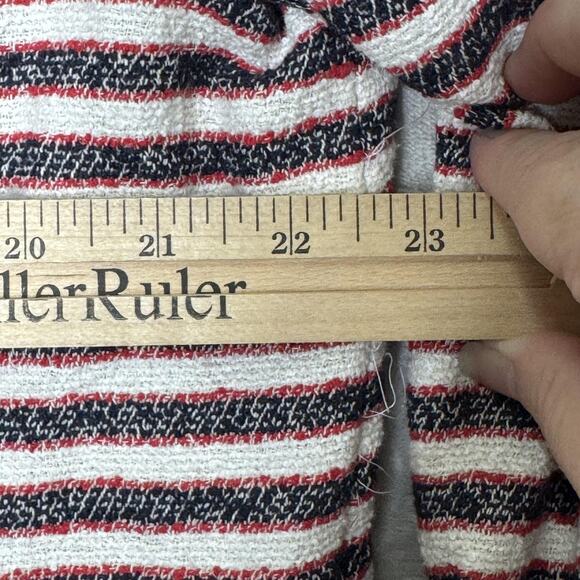 Basler Jacket Womens 18 Navy Red White Striped Zip Front Pockets Blazer Nautical - Picture 12 of 12